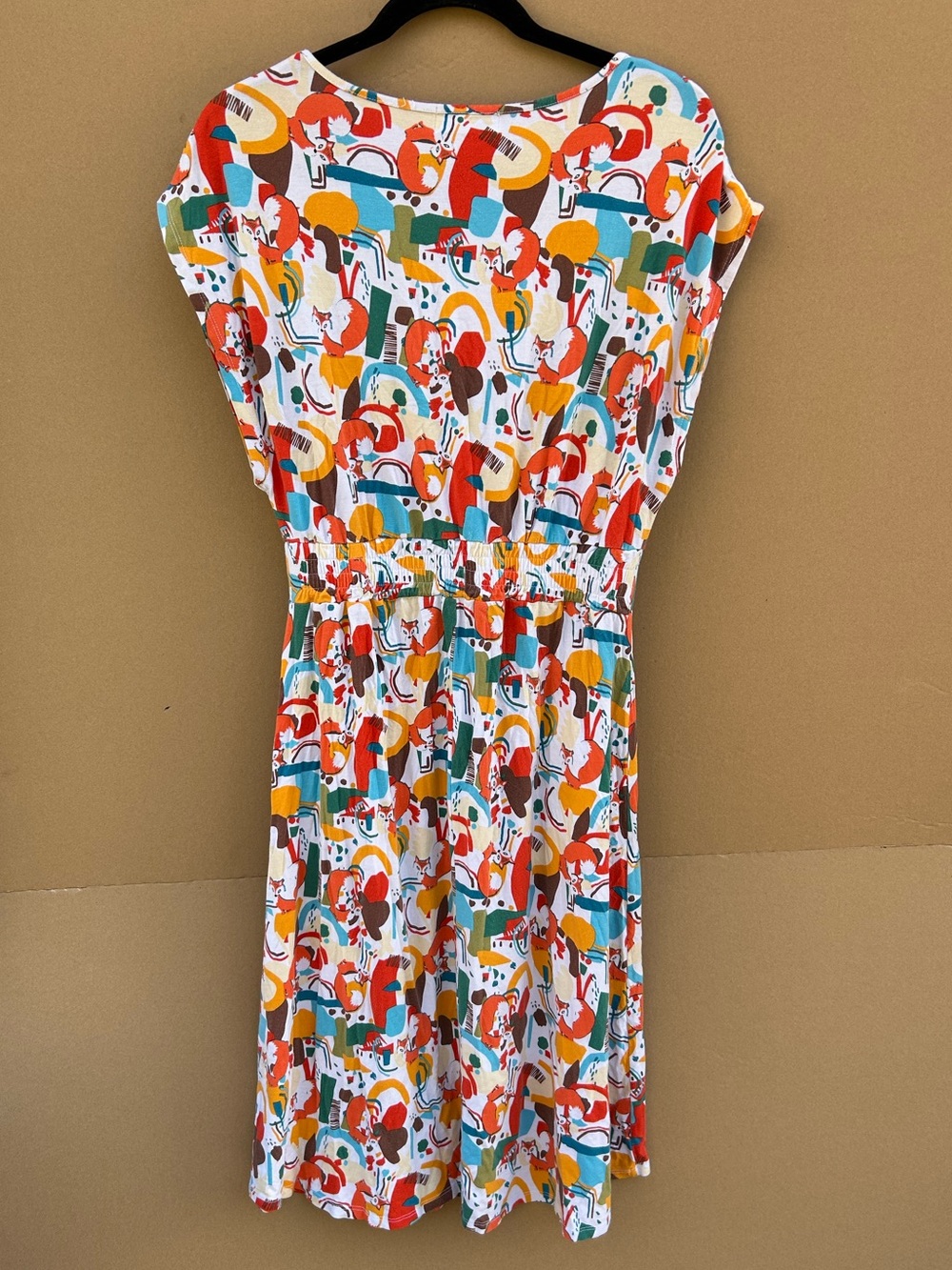 Attic Salt Abstract Fox Retro Mod Dress fit flare medium eclectic whimsical - Picture 2 of 10